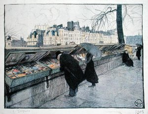 Bouquinistas ao longo da margem esquerda do Sena perto da Pont-Neuf, Paris