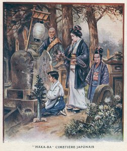 "Haka-Ba", cemitério japonês (cor litho) de Georges Ferdinand (after) Bigot