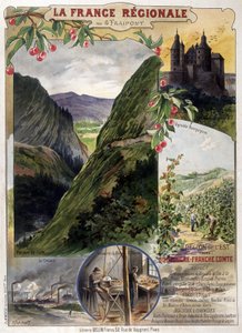 Cartaz "La France régionale" de G. Fraipont: Burgundy e Franche-Comté, deb. século XX