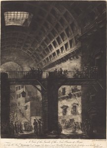 Uma visão do interior da nova prisão em Roma de Georges François Blondel