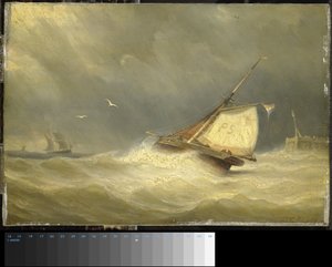 Mar agitado com embarcações à vela de Georges Johannes Hoffmann