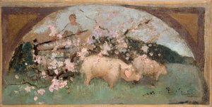 Esboço da sala de jantar do Hôtel de Ville de Paris: La viande de porc de Georges Jules Bertrand