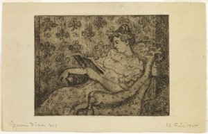 Mulher sentada lendo de Georges Lemmen