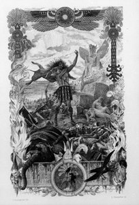 Ilustração de Georges Antoine Rochegrosse (1859-1938) para o romance "Salammbo" de Gustave Flaubert, tomando como moldura a guerra dos mercenários na época da primeira Guerra Púnica (246-241 a.C.) entre os romanos e cartagineses. de Georges Marie Rochegrosse