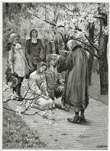 Casamento de Ethel e Ordener - ilustração de Han da Islândia, século XIX (gravura de bw) de Georges Marie Rochegrosse