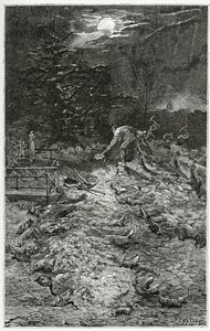 Cemitério de Montmartre - ilustração de Napoléon le Petit, século XIX (gravura bw) de Georges Marie Rochegrosse