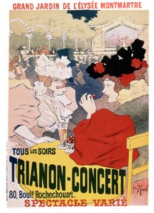 Cartaz para os shows no concerto Trianon no jardim do cabaré parisiense Elysee Montmartre, c.1900