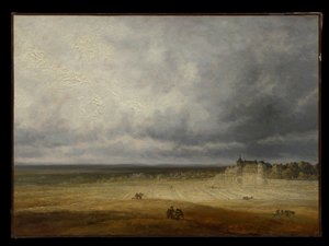Paisagem com um campo arado e uma aldeia