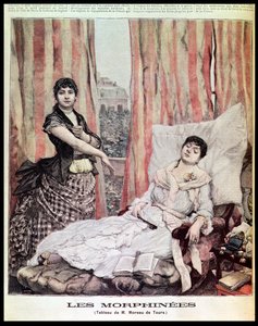 Morfiamania, ilustração de &39;Le Petit Journal&39;, gravada por H. Meyer e F. Melville, 1891