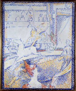 Circo Uma dançarina a fazer um número acrobático a cavalo e um palhaço. Esboço de Georges Seurat (1859-1891) 1891 Sun. 0,55x0,46 m Paris, musee d