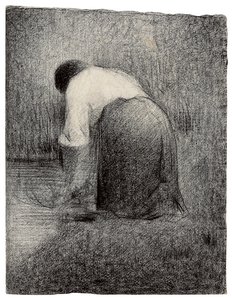 Mulher ajoelhada; Mulher ajoelhada, c.1881 de Georges Pierre Seurat