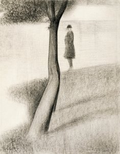Homem ao lado da árvore; estudo sobre La Grande Jatte de Georges Pierre Seurat