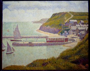 Port en Bessin, antes de porto, maree haute Painting by Georges Seurat (1859-1891) 1888 Sun. 0,67x0,82 m. Paris, Musee d