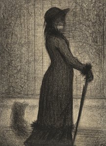 Une Elegante, Mulher passeando, c.1884 (conto a lápis no papel de Michael) de Georges Pierre Seurat