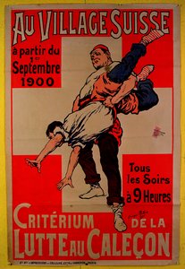 Concursos de propaganda de wrestling de cartazes na Swiss Village, 1900