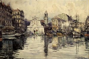 O porto, Marselha (aquarela) de Georges Rose