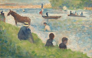 Cavalo e Barcos (Estudo para "Banhos em Asnières") de Georges Seurat