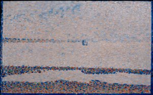 The Beach, um barco em Gravelines (Strand bei Gravelines) de Georges Seurat