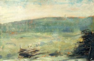 Paisagem em Saint-Ouen, 1878-79 (óleo sobre madeira) de Georges Seurat