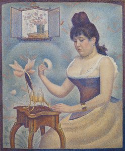 Jovem mulher que pulveriza-se, c.1888-90 de Georges Seurat