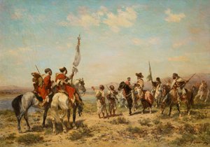 A Hunting Party (óleo sobre tela)