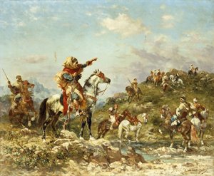 Guerreiros árabes a cavalo,