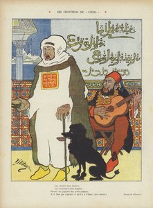 Sátira representando o sultão marroquino deposto Abdelaziz e o sultão otomano Abdul Hamid II.