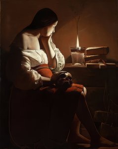 Maria Magdalen com uma chama fumegante. Por volta de 1638-40