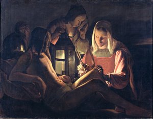 St. Sebastian Tended por St. Irene e as mulheres santamente de Georges de La Tour