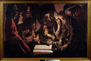 O dinheiro paga também significa liquidar contas. Pintura por Georges De La Tour (1593-1652) de Georges de La Tour