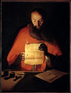 Leitura de São Jerônimo. Pintura de Georges De La Tour (1593-1652) de Georges de La Tour