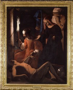 São Sebastião está a ser tratado por Santa Irene. (São Sebastião oferecido por Santa Irene) Pintura por Georges De La Tour (1593-1652) de Georges de La Tour