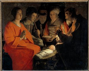 A Adoração dos Pastores Pintura por Georges de La Tour (1593-1652) Sol do século XVII. 1,07x1,31 m de Georges de La Tour