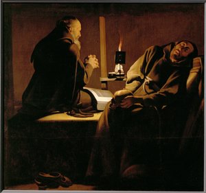 O êxtase de São Francisco. Cópia contemporânea de um original perdido de La Tour (óleo sobre tela) de Georges de la Tour