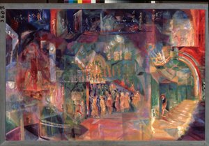 A Bar - Pintura de Georgi Bogdanovich Yakulov (1884-1928), óleo sobre tela, arte russa, século XX, Futurismo - Galeria Estadual Tretyakov, Moscovo