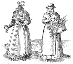 Compatriota inglesa com dama da corte, 1572 de Georgius Braun
