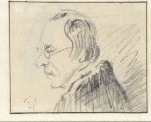 Perfil de homem com óculos, virado para a esquerda de Georgius Jacobus Johannes van Os