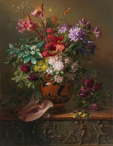 Natureza morta com flores em um vaso grego: alegoria da primavera. 1817