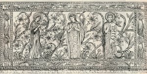 Pano branco branco do altar, igreja paroquial, Cheddleton, c1891 de Gerald Callcott Horsley
