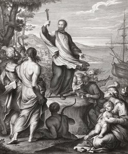 Pregação de São Francisco Xavier. (imprimir) de Gerard (after) Edelinck