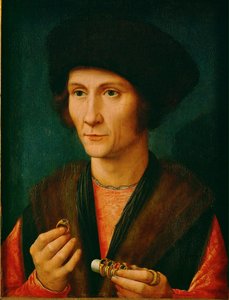 Um ourives, talvez Jacques Cnoop, sogro de Gerard David ... (óleo sobre madeira de carvalho) de Gerard David