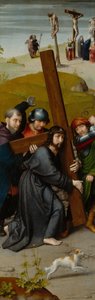 Cristo Carregando a Cruz, com a Crucificação, c.1510 (óleo sobre painel de carvalho) de Gerard David