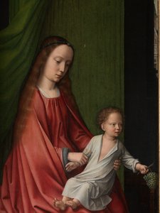 Detalhe de um painel exterior do Baptismo de Cristo, c.1502-08 (óleo sobre painel) de Gerard David