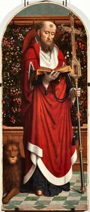 Painel de São Jerônimo Políptico da Igreja de San Gerolamo della Cervara - Pintura de Gerard David (ca. 1460-1523) 1506 Dim 65x150 cm Genes Musei di Strada Nuova (ex Palazzo Bianco) Itália de Gerard David