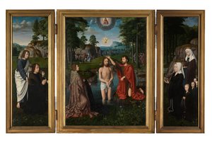 O Baptismo de Cristo, c.1502-08 (óleo sobre painel) de Gerard David