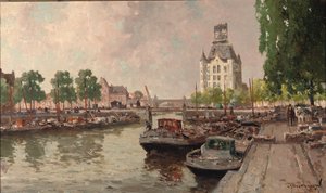 Uma vista do Witte Huis, Rotterdam (óleo sobre tela) de Gerard Delfgaauw