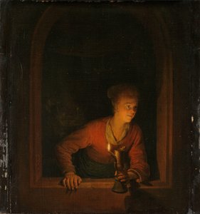 Menina com uma Lâmpada de Óleo à Janela de Gerrit Dou