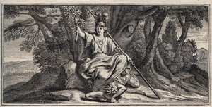 Minerva Slaming Discord - Minerva Terrassant la discorde - Gravação de Gerard Edelinck depois de Daniel Halle (1614-1675)