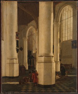 Interior do Oude Kerk em Delft, com o túmulo do vice-almirante Pieter Pietersz Heijn de Gerard Houckgeest (attributed to)
