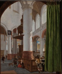 Interior do Oude Kerk em Delft Interior do Oude Kerk em Delft, com uma cortina Trompe-l